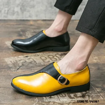 Apontou Preto Amarelo Vermelho Branco Patchwork Sapatos Oxford Para Homens Formal De Casamento Vestido De Baile, Festa De Regresso A Casa, Concurso De Zapatos Hombre