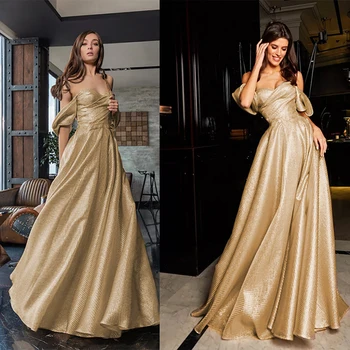 Luxo Uma linha Elegante Glitter, Vestido de Baile Vestido de Noite Formal Dubai Brilhante Ocasião Especial Vestido de Festa Vestido de