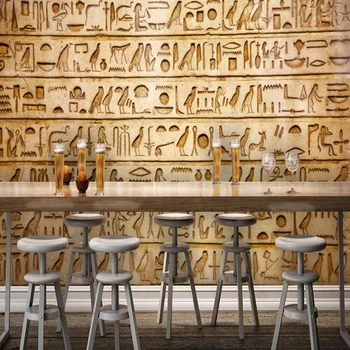 Personalizado Com Foto De Papel De Parede De Estilo Europeu, Retro Egípcia Clássica De Pictograma Murais Restaurante Café De Fundo De Parede Decoração Em Afrescos