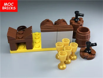 MOC Tijolos Barril de Vinho de Modelo de Figuras de Ação Crianças Canto da Adega de Construção de Blocos Montados Brinquedos