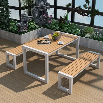 Nordic de lazer ao ar livre com mesas e cadeiras combinação de quintal ao ar livre da corda de tecido de liga de alumínio de jardim, cadeiras de vime acampamento