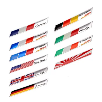 3D Alumínio Bandeira Nacional Emblema Emblema Itália, Rússia, França, Alemanha, Inglaterra, reino UNIDO, EUA, Suécia Sline de Corrida de motos Esportivas de Decalque