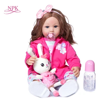 NPK 60CM presentes de Natal Realistas baby doll corpo Mole renascer a criança de cabelos encaracolados moda menina linda menina