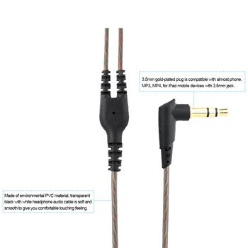 3,5 milímetros Fone de ouvido com Fio Cabo de Áudio de Substituição de Fones de ouvido Conector MMCX Destacável para Shure SE215/ SE315 / SE425 / SE535 UE900