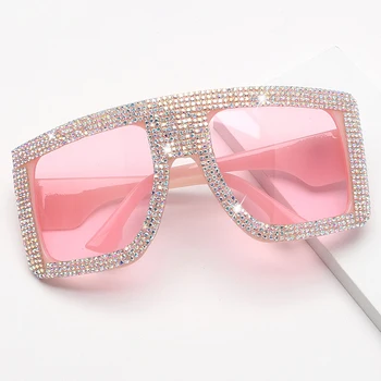 Curvo Espelho AB Linha Diamante Grande Armação Óculos de sol Em Geléia de Cor, Elegante e Moderna, Personalizada Mulheres SunglassesUV400