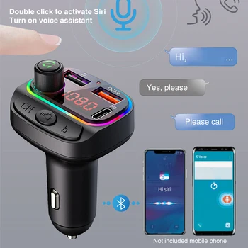 Dual USB, Leitor de MP3 do Carro -compatível 5.0 Carregador, Com uma Atmosfera de Luz de ABS Multifuncional à prova de Choque Transmissor de FM