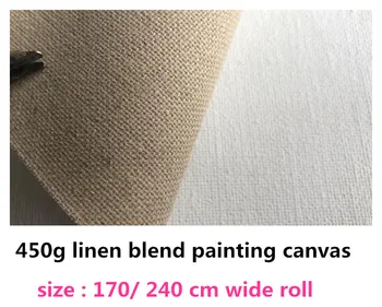1.7 m/2.2 m de largura, rolo de textura média 650g muito pesado pintura em tela de linho rolo