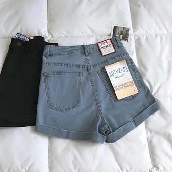 Verão Quente Shorts Moda Cintura Alta Fina Apertado Hip Elástico Comprimento De Perna De Ultra Curto Shorts Jeans Mulheres