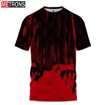 NewMen T-Shirt de Verão de Impressão 3D Escuro Terror Padrão de Moda Casual T-shirt Estilo de Rua em torno do Pescoço Solto Camisa de Manga Curta 6XL