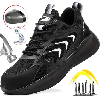 Homens Sapatos de Segurança das Mulheres de Aço do Dedo do pé de Tênis Respirável Esporte Botas de Segurança do Trabalho Casal de Trabalho Industrial de Sapatos Anti-stab Anti-quebra