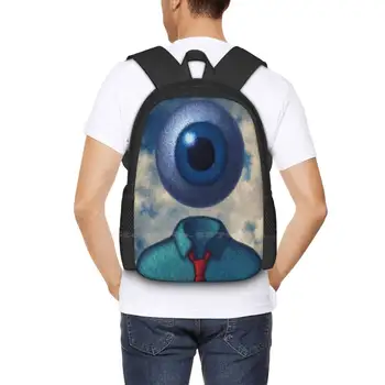 Olho vejo Você Escolar Sacos de Viagem Backpack do Laptop René Magritte Surrealismo Olho do Grande Irmão De 1984, de George Orwell Nuvens