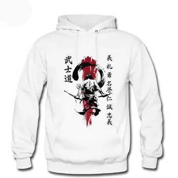 Engraçado Homens Fã Guerreiro Samurai Japonês As Sete Virtudes Do Bushido Hoodies Tops, Camisolas Roupas Fatos Pulôver Tops