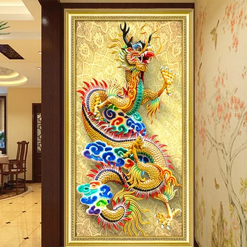 Grande Dragão Chinês Diamante Mosaico 5D DIY Diamante Pintura, Ponto Cruz para Bordar Fantasia Animal de Arte de Parede Decoração Presente