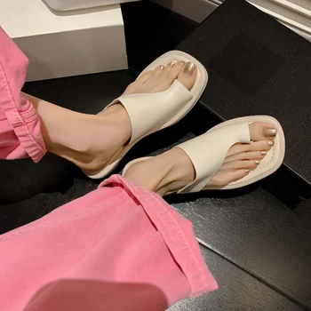 FEDONAS Verão de Salto Baixo Mulheres Chinelos de Moda do Peep Toe de Couro Genuíno Sapatos de Mulher Casual, Escritório de Trabalho Conciso Sandálias das Mulheres