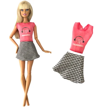 NK 1Pcs Boneca, a Mini Saia Moda Moderna Camisa +Saia Cinza Para a Boneca Barbie Acessórios de Criança Brinquedos de Menina' Dom'