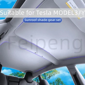 Aplicável A Tesla Model3/Y Segmentado Tecto De Abrir As Sombras Especial Protetor Solar E Isolamento Térmico Pára-Sol Para O Teto Do Carro