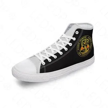 Alto-superior Sapatos de Lona de Cobra Kai Televisão Tênis Diy de Luxo para Homens e Mulheres Sapatas Ocasionais das Senhoras da forma de Anime de Tênis Zapatos