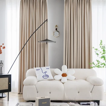 De lã australiana de lã cortinas blackout terminado luz de luxo Nórdicos minimalista quartos, sala de cor sólida janela de sacada