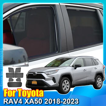 Para Toyota RAV4 XA50 2018-2023 Magnético Janela do Carro pára-Sol do Escudo Frontal do pára-brisa Traseiro do Lado da Cortina pára-Sol Viseira