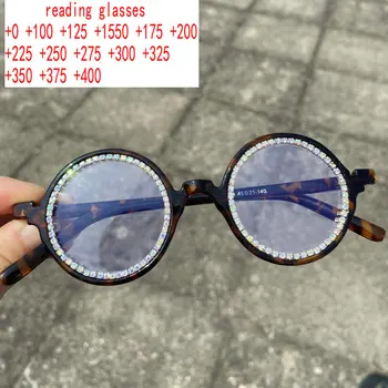 Pequeno Moda Oversized a Decoração do Diamante Quadro de Olhos de Gato de Óculos de Leitura Mulheres Anti Luz Azul Computador Presbiopia Óculos XN