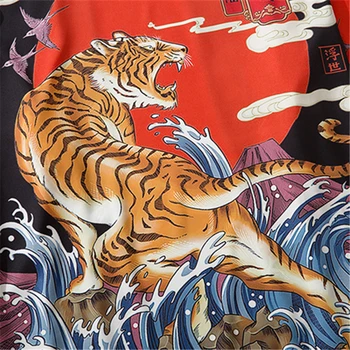 Melhorou Quimono Japonês Casaquinho De Menino De Verão Meninas Soltas Estilo Chinês Do Tigre Camisa Yukata Haori Retro Mens Mulheres Asiáticas Fantasias