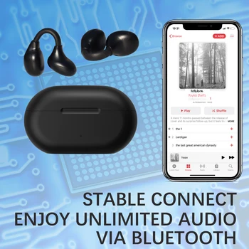 Fones de ouvido sem fio com Bluetooth sem Fio 5.3 Clipe No Fone de ouvido Esporte Impermeável Ouvido Aberto Toque de Controle do Fone de ouvido Com Microfone Comfor