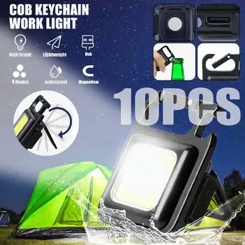 Mini Lanterna LED USB Luz do Keychain Multifuncional Portátil COB Acampamento Lanternas Recarregáveis Luzes de Trabalho de pesca Lanterna