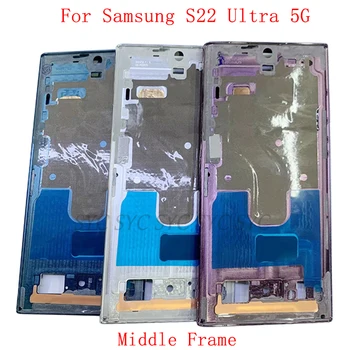 Quadro do meio Habitação LCD Placa de Moldura de Painel Para Samsung S22 Ultra 5G S908 S908B S908U Telefone Metal LCD Moldura de Peças de Reparo