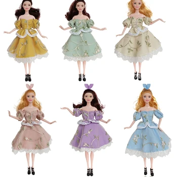 Pastoral Estilo de Vestido de Noite Saia Para 1/6 de Boneca Festa de Roupas Para a Boneca Barbie Dress Up Acessórios Meninas DIY Brinquedos Presentes de Aniversário