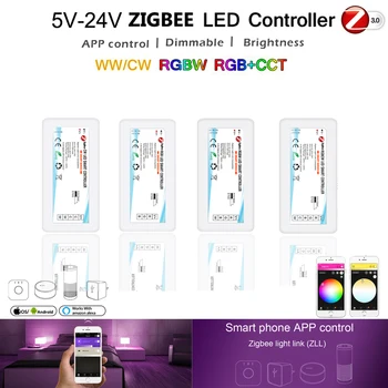 Tuya Zigbee Smart Led, Controlador do RGB/RGBW/RGBCCT/CCT/Cor Única Tira 12V 24V Dimmer para Alexa Inicial do Google 2.4 G sem Fio RC