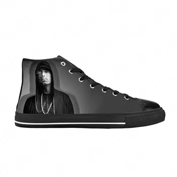 Hip Hop, Rapper, Cantor de Rap Música de Eminem Rock Engraçado Casuais Sapatos de Pano de Alta Topo Confortável Respirável Impressão 3D Homens Mulheres Tênis