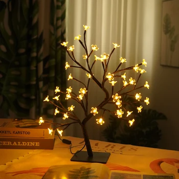 Arte Árvore Lâmpada Atmosfera da Árvore de Natal da Noite de luz Para as Crianças do Quarto Decoração de Casa USB de Fadas lâmpada de Tabela de Férias de iluminação Decoração