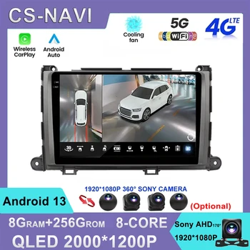 Android 13 Para Toyota Sienna XL30 2010 - 2014 auto-Rádio Multimédia Player de Vídeo de Navegação Estéreo GPS 4G WIFI Auto Carplay QLED