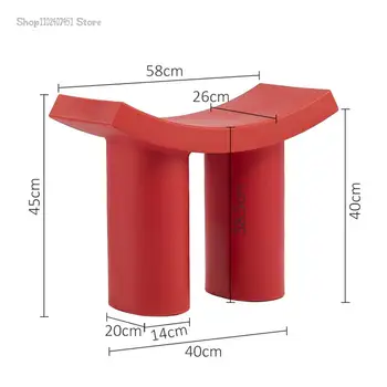 Nordic curva sapato mudança de fezes casa moderna luz da porta de luxo plástico banquinho sala líquido vermelho elefante voador cadeira