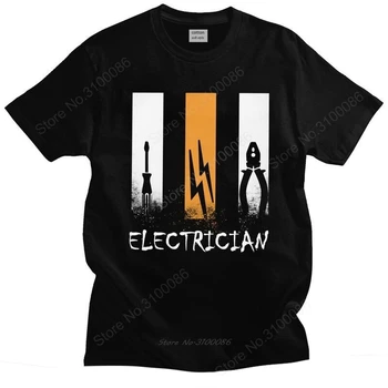 Orgulho Eletricista T-Shirt Pré-encolhido Algodão Camiseta Bonito camiseta de Mangas Curtas Atacante Engenheiro Dom T-shirt de Ajuste Fino Vestuário