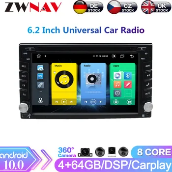 2 Din Android De 10 Áudio do Carro DVD Para Carro Universal de Rádio Gravador de Fita de 6.2 Polegadas Com WIFI GPS de Navegação Bluetooth Mapa Livre Câmera