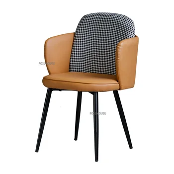 Nordic Couro Cadeira de Jantar Para a Cozinha Móveis para Casa a Luz de Luxo, Mesa Cadeira Simples Encosto Designer de Lazer Cadeira de Jantar CN