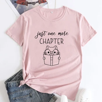 Apenas Mais Um Capítulo de T-shirt Kawaii Amante de livros de Presente Camiseta Gato Engraçado Mom Bibliotecário Leitura Camiseta Top Dropshipping