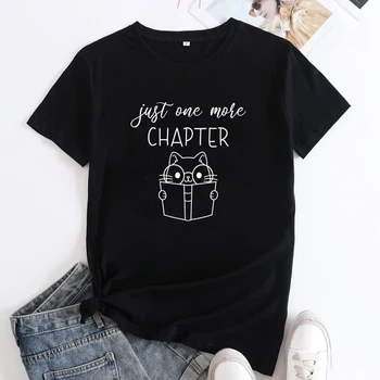 Apenas Mais Um Capítulo de T-shirt Kawaii Amante de livros de Presente Camiseta Gato Engraçado Mom Bibliotecário Leitura Camiseta Top Dropshipping