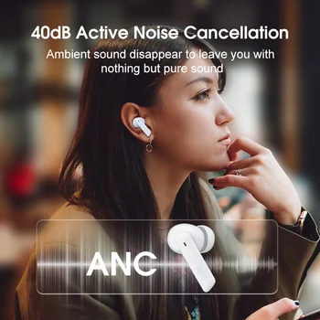 NOVO QCY HT05 ANC Fones de ouvido sem Fio 40dB Cancelamento Ativo de Ruído Fones de ouvido Bluetooth 5.2 Fone de ouvido 6 Mic ENC HD Chamada TWS Fones de ouvido