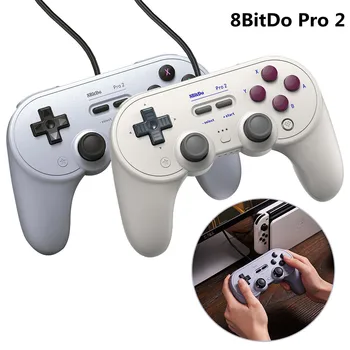 8BitDo Pro 2 com Fio Controlador USB Gamepad da Nintendo, Mudar de OLED PC NS de Controle de Joysticks Jogo Inteligente Gamepad TV Caixa de Acessórios