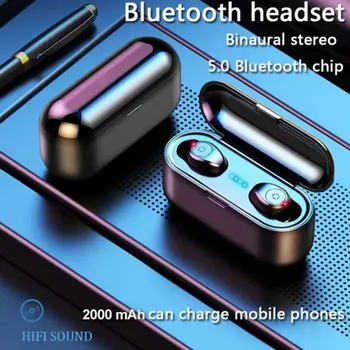 F9-1 sem Fio fone de ouvido Bluetooth binaural TWS poder display Touch 5.0 display digital com banco de potência frete Grátis fone de ouvido