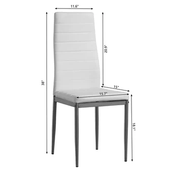 [Flash Venda]110 CM de Cores Claras Mesa de Jantar com cadeiras para 4 Povos de: 1 Mesa + 4 de PVC Cadeiras de Couro[US-Stock]