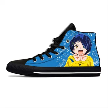 Janpanese Anime, Mangá, Cartoon Maravilha Ovo Prioridade Casuais Sapatos de Pano de Alta Superior Respirável Leve Impressão 3D Homens Mulheres Tênis