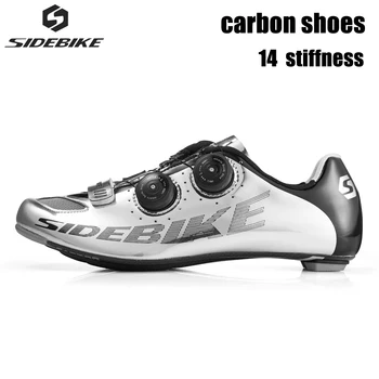Sidebike de Carbono Sapatos de Ciclismo de Estrada Moto Tênis Ultraleve Calçam Sapatos de Homens Tênis de Auto-bloqueio Sapatos em Cima do Laço