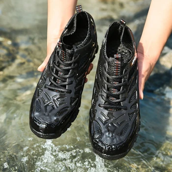 Exterior de Mens Sandálias de Borracha de Alta Qualidade Sola de Sapatos de Água no Verão Pescadores Tênis, de secagem Rápida e de Drenagem Tamanho de 38-46 Breathablel