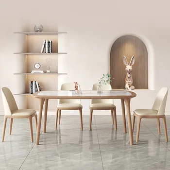 Nordic madeira maciça +rock prato de mesa de jantar e cadeiras modernas retangular mesa de jantar com decoração minimalista, com 140*80*76cm venda