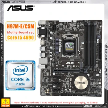 LGA 1150 kit de placas-mãe Asus H97M-E/CSM +I5 4690 cpu de 4 x DDR3 DIMM 32GB intel H97 placa-Mãe 6 x SATA M. 2 MICRO ATX
