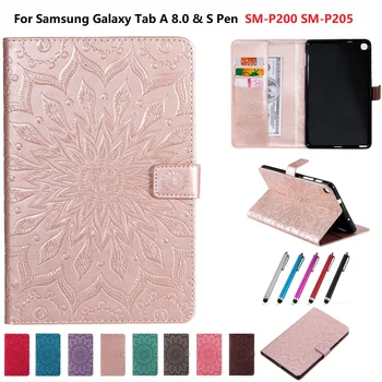 Para Samsung Galaxy Tab 8,0 2019 Caneta S SM-P200 SM-P205 Smart Tablet capa de Couro PU de Caso do Suporte Para o Galaxy Tab 8 P200 Carteira Funda