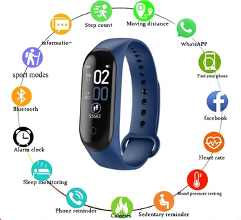 Novo Smartwatch M4 Inteligente Relógio De Pulseira Bluetooth Frequência Cardíaca Pressão Arterial Teste De Fitness Tracker Do Esporte Relógio De Dropship